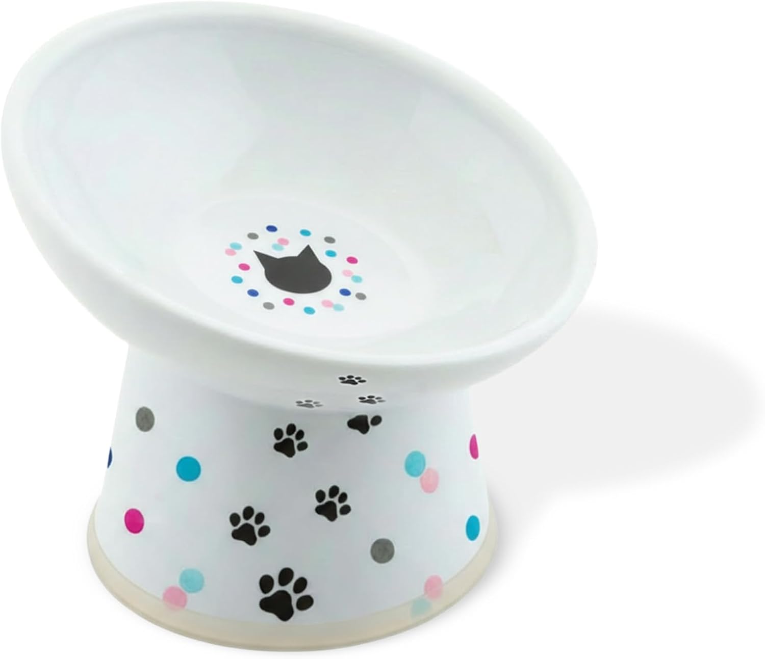 Necoichi raised ceramic tilted cat food bowl