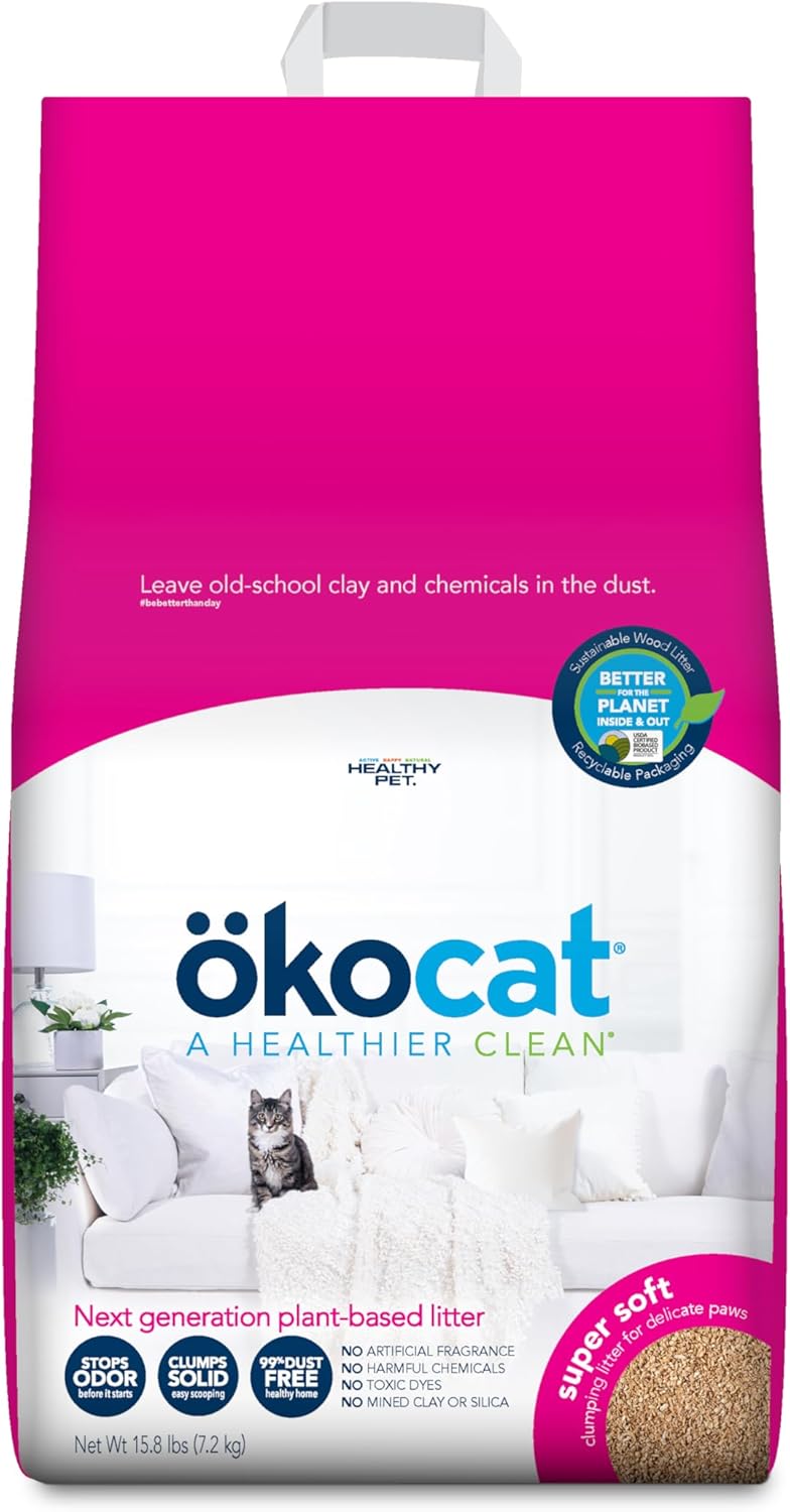 okocat super soft natural wood clumping cat litter