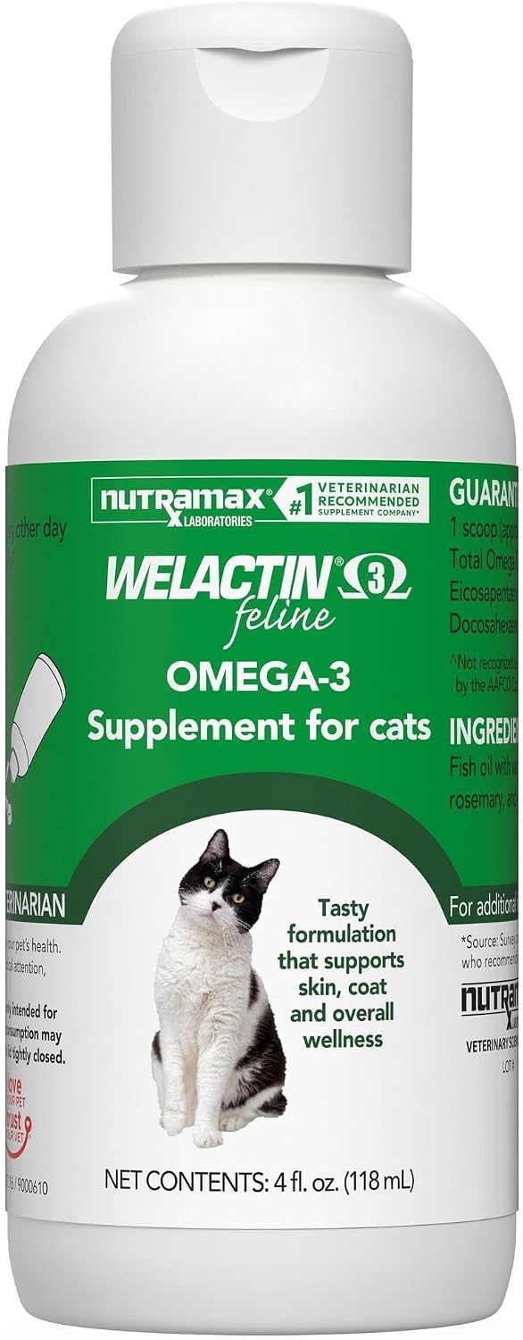 Nutramax Welactin Omega-3 for cats, 4 oz liquid bottle